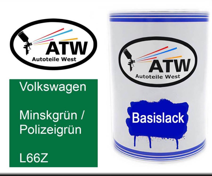 Volkswagen, Minskgrün / Polizeigrün, L66Z: 500ml Lackdose, von ATW Autoteile West.